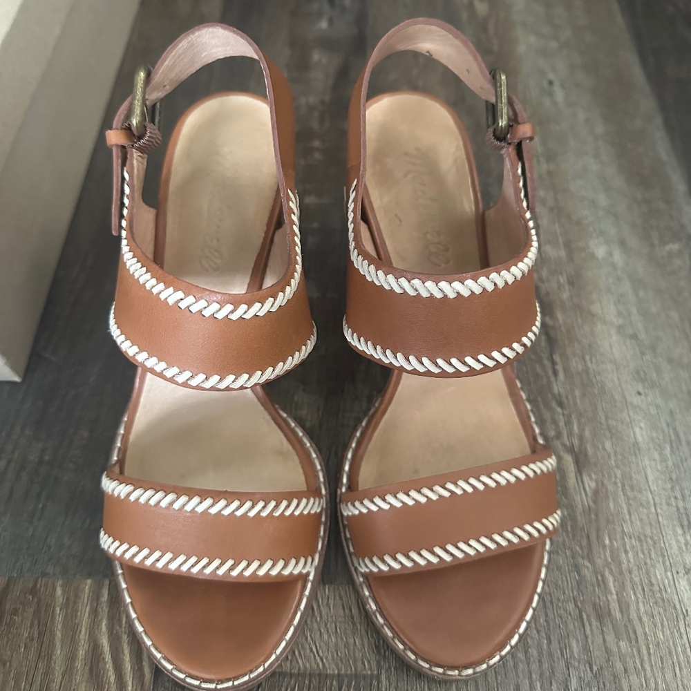 MADEWELL STITCH HEEL OPEN HEEL SANDAL SLIDE WEDGE  SZ6